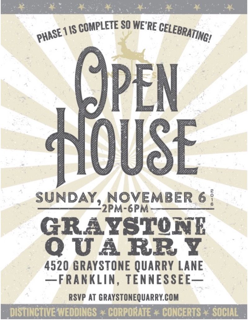 Tour Nashville's New Wedding Venue Graystone Quarry on Sunday, November 6th