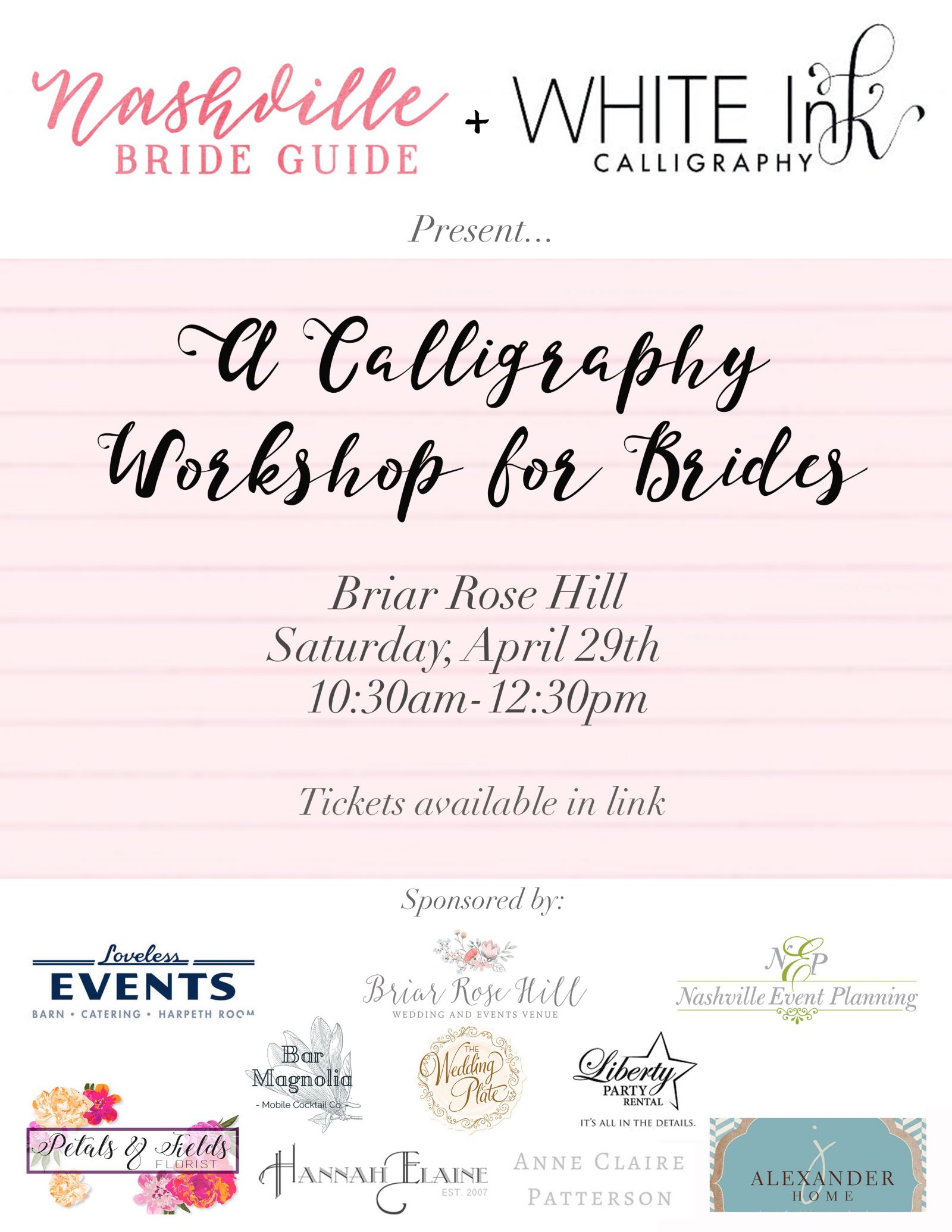 A Calligraphy Workshop for Brides on April 29th by Nashville Bride Guide