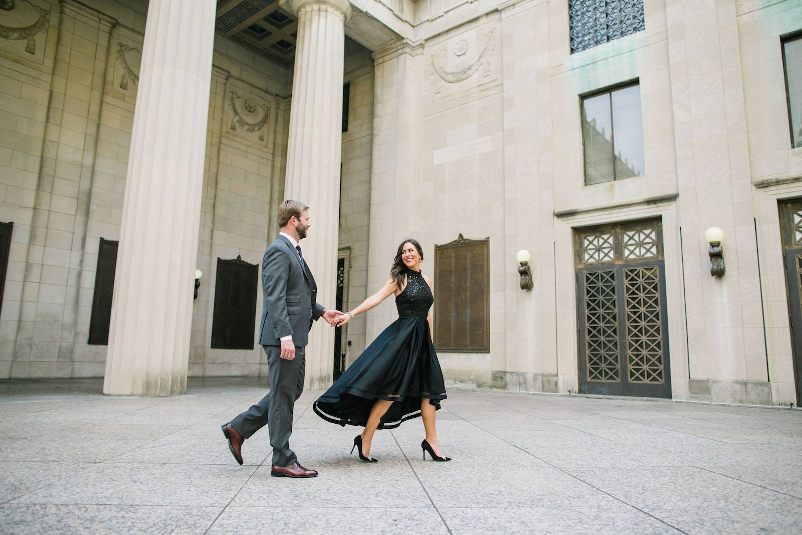 Alex + David’s Classic Meets Quirky Downtown Nashville Engagement Session by SheHeWe Photography |  Nashville