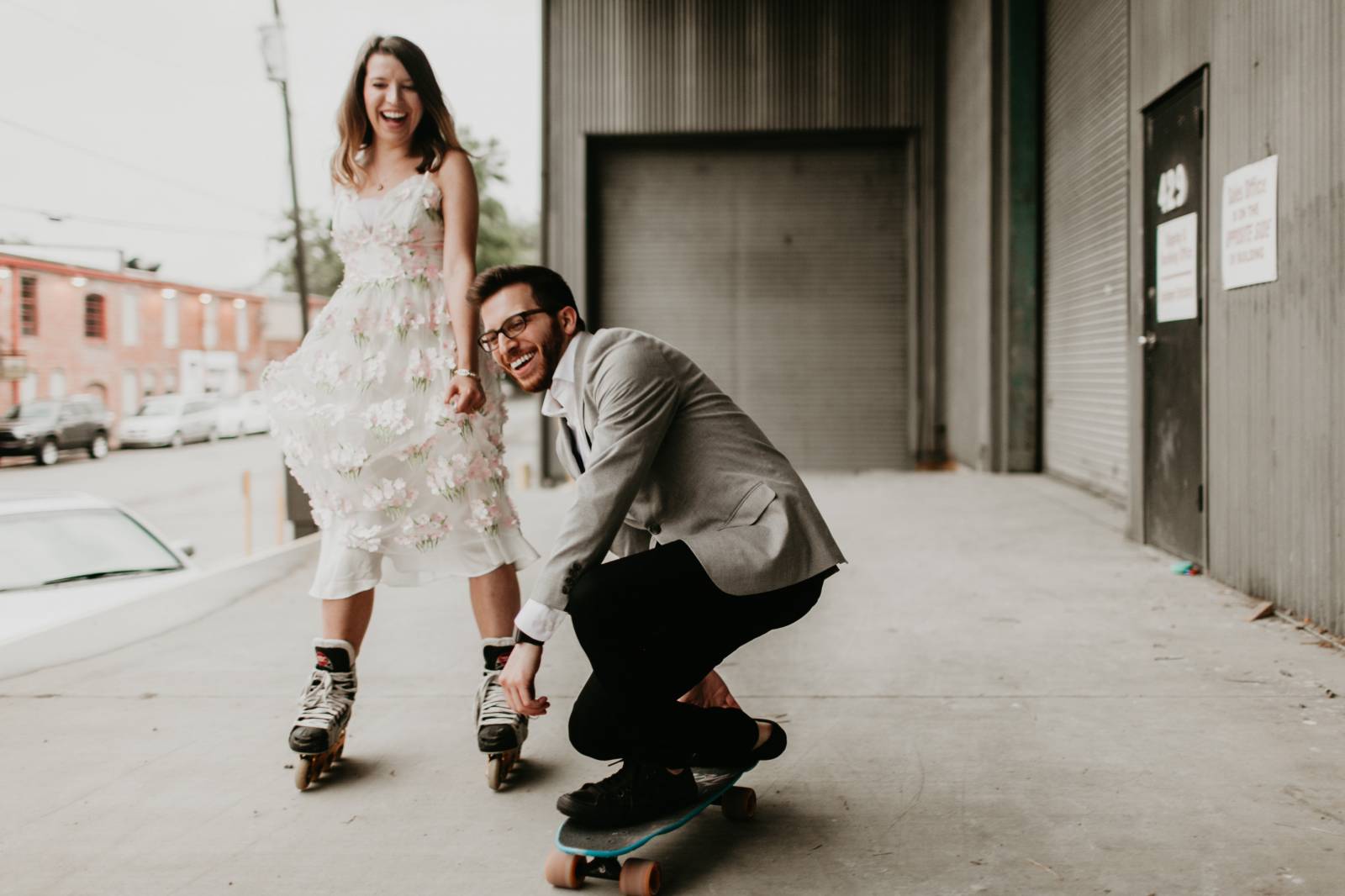 Whitney + George’s Rollerblading + Skateboarding Engagement Session |  Nashville Engagement Session