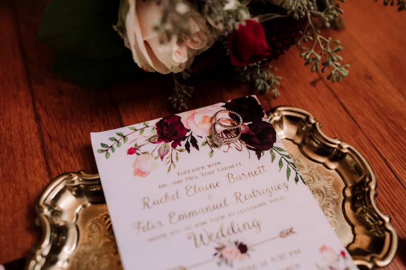 Burgundy and blush wedding invitations