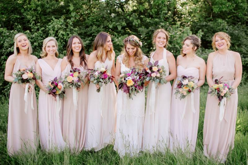 Mismatched pink bridesmaid dresses: Bella Bridesmaids Dress Color Trend Predictions on Nashville Bride Guide