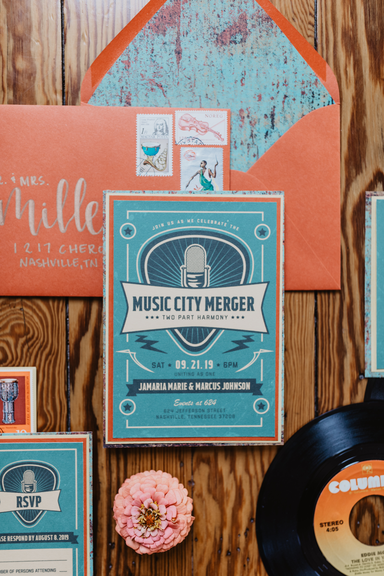 Music City Merger wedding styled shoot wedding stationery featured on Nashville Bride Guide