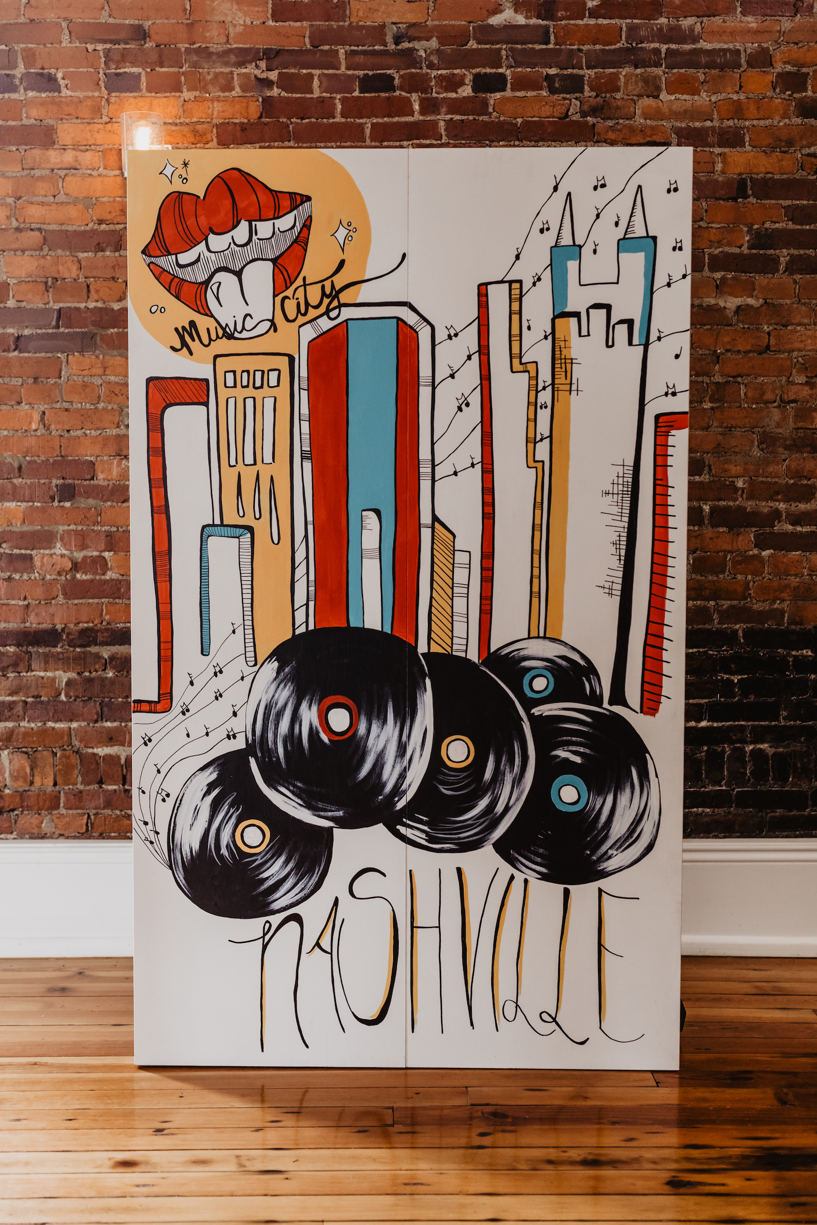 Nashville wedding mural: Music City Merger Styled Shoot featured on Nashville Bride Guide