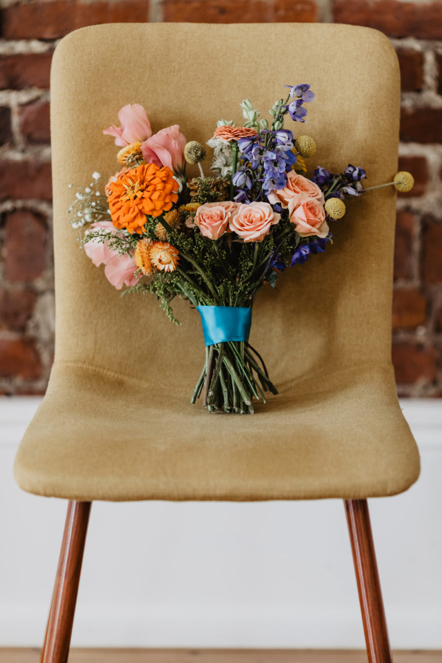Colorful wedding bouquet for styled shoot featured on Nashville Bride Guide