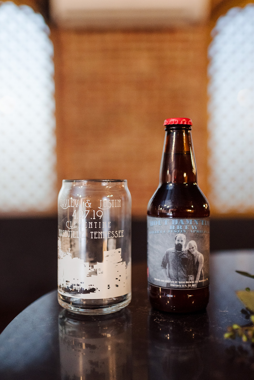 Customized wedding beer and beer glasses: Nashville wedding at Clementine featured on Nashville Bride Guide