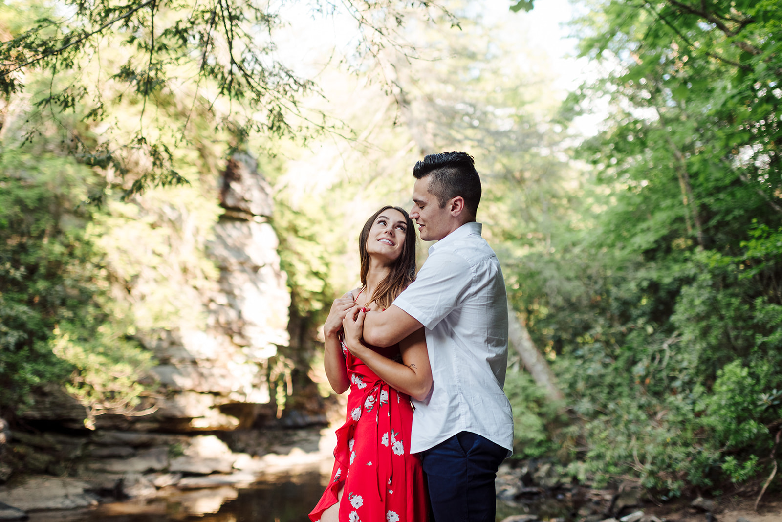 Waterfall engagement session featured on Nashville Bride Guide
