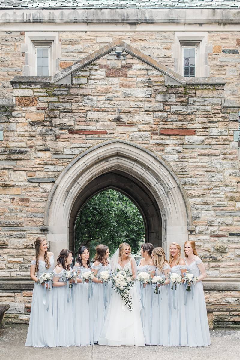 Light blue bridesmaid dresses: Bell Tower Wedding featured on Nashville Bride Guide