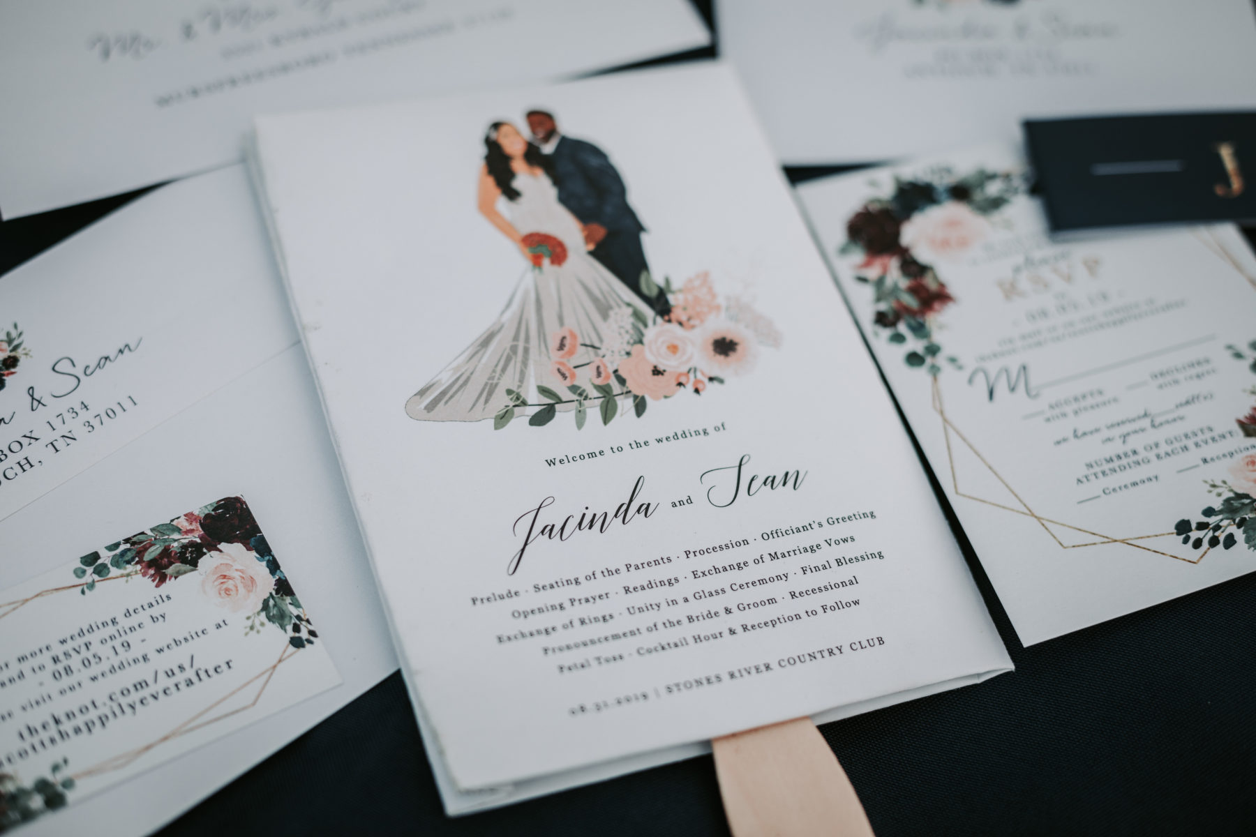 Wedding fan program: Luxurious Stone Rivers Country Club Wedding featured on Nashville Bride Guide