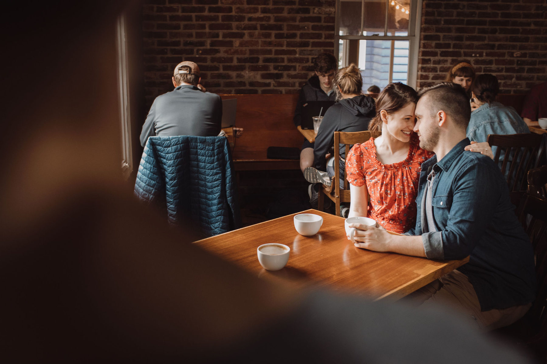 Coffee shop engagement session featured on Nashville Bride Guide