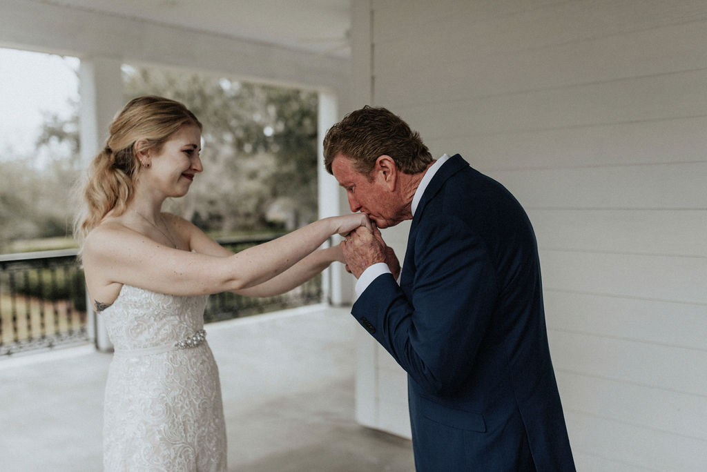 Father/daughter first look: Magical Winter Wedding by Meghan Melia Photography featured on Nashville Bride Guide!