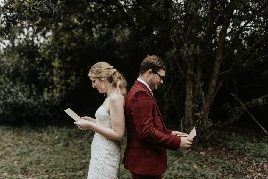 Bride and groom first look: Magical Winter Wedding by Meghan Melia Photography featured on Nashville Bride Guide!