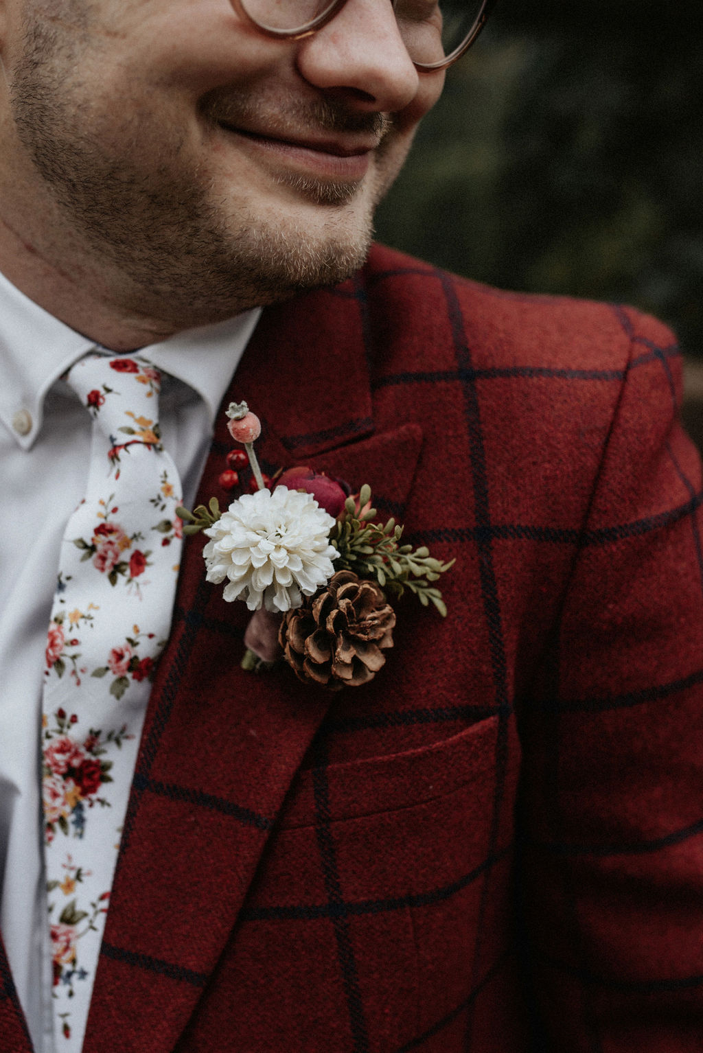 Checkered red wedding tuxedo: Magical Winter Wedding by Meghan Melia Photography featured on Nashville Bride Guide!