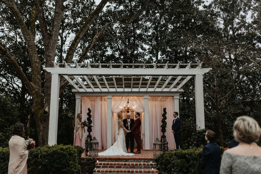 Outdoor winter wedding ceremony: Magical Winter Wedding featured on Nashville Bride Guide!