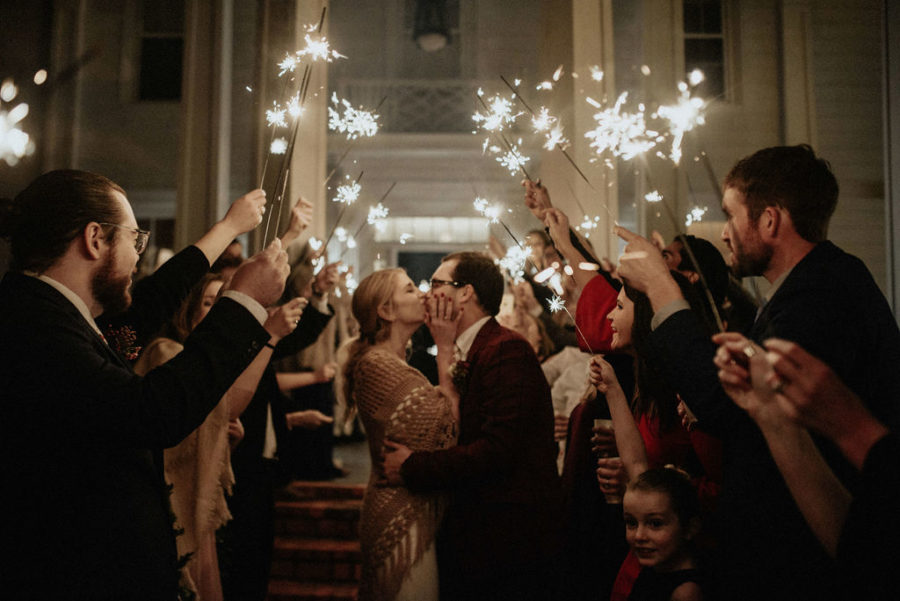 Sparkler wedding exit: Magical Winter Wedding featured on Nashville Bride Guide!