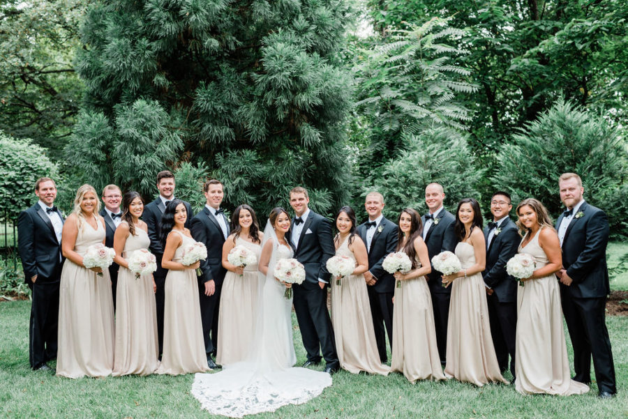 Neutral Bridesmaid Dresses: Wedding portrait by Nashville wedding photographer Maria Gloer Photography