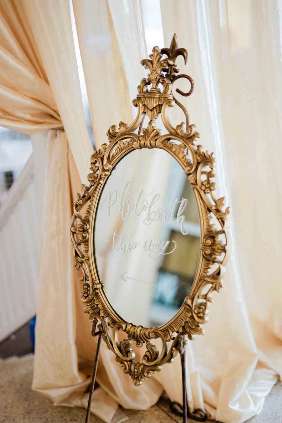 Gold mirror wedding sign: Wedding portrait by Nashville wedding photographer Maria Gloer Photography