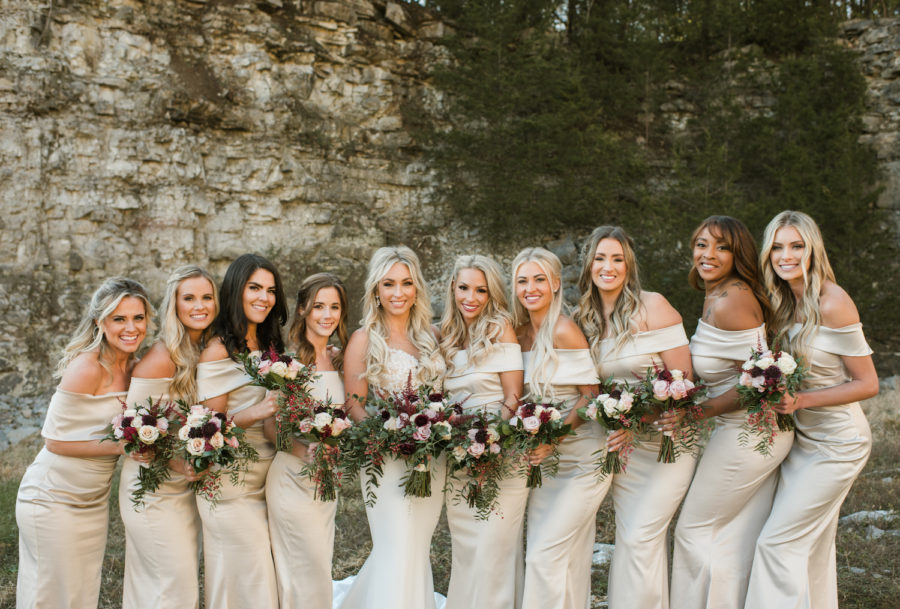 Champagne Bridesmaid Dresses: Upscale Marble Graystone Quarry Wedding featured on Nashville Bride Guide