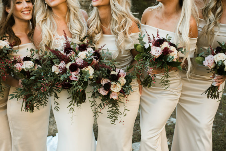 Blush and Burgundy Wedding Bouquets: Upscale Marble Graystone Quarry Wedding featured on Nashville Bride Guide