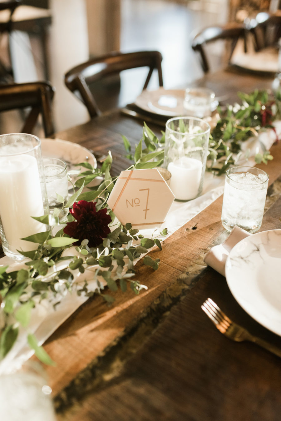 Marble Wedding Table Number: Upscale Marble Graystone Quarry Wedding featured on Nashville Bride Guide