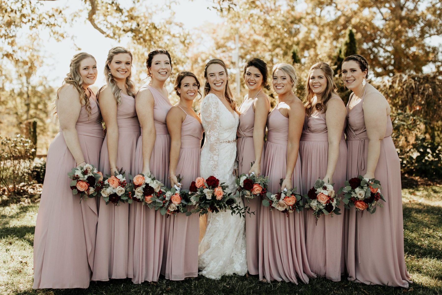 Mauve bridesmaid dresses: Simply Rustic Front Porch Farms wedding featured on Nashville Bride Guide