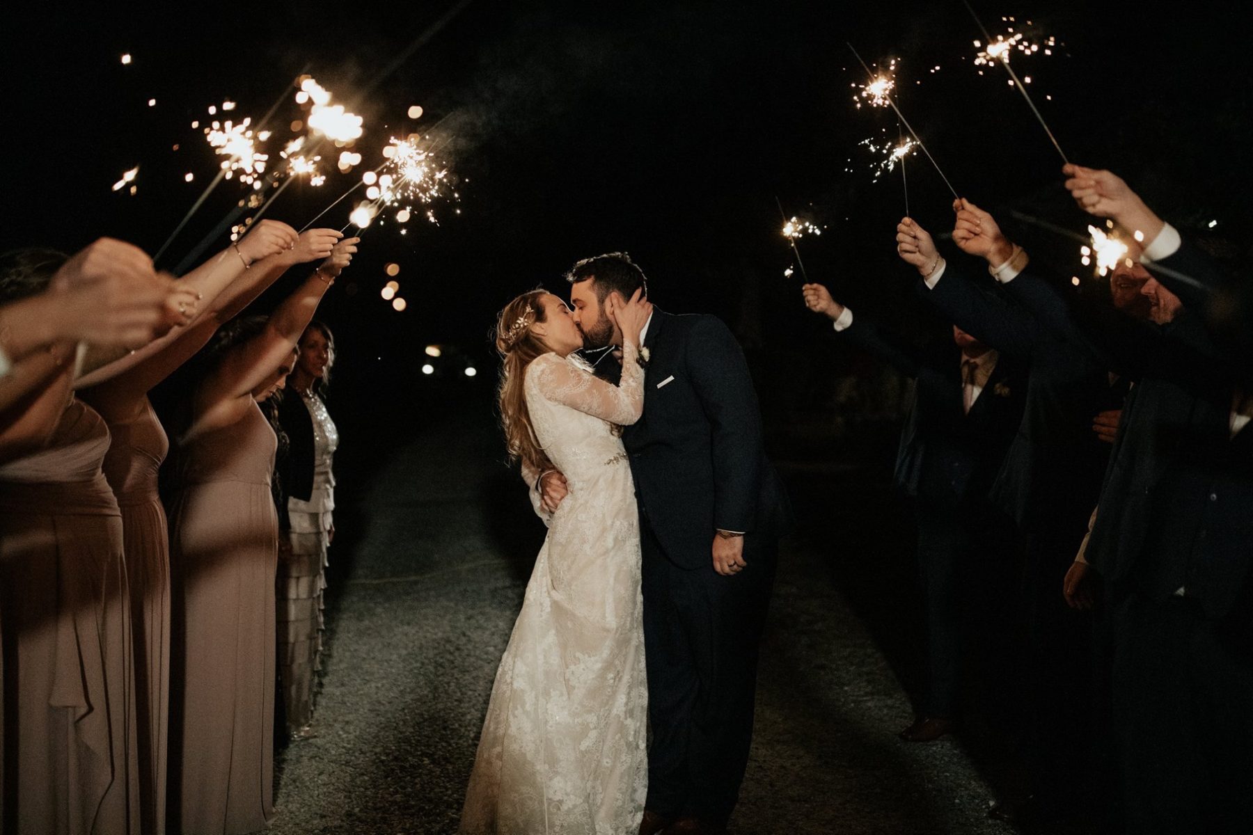 Wedding Sparkler Exit: Simply Rustic Front Porch Farms wedding featured on Nashville Bride Guide