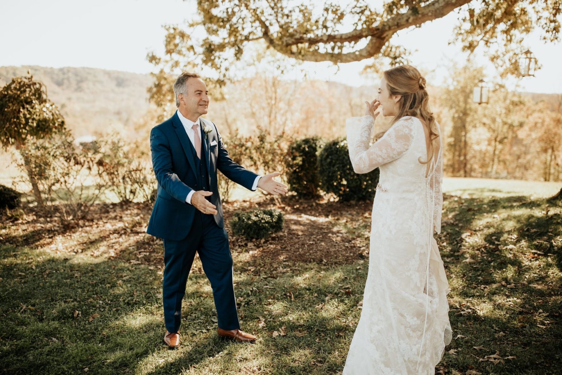 Father Daughter First Look: Rustic Nashville Wedding featured on Nashville Bride Guide