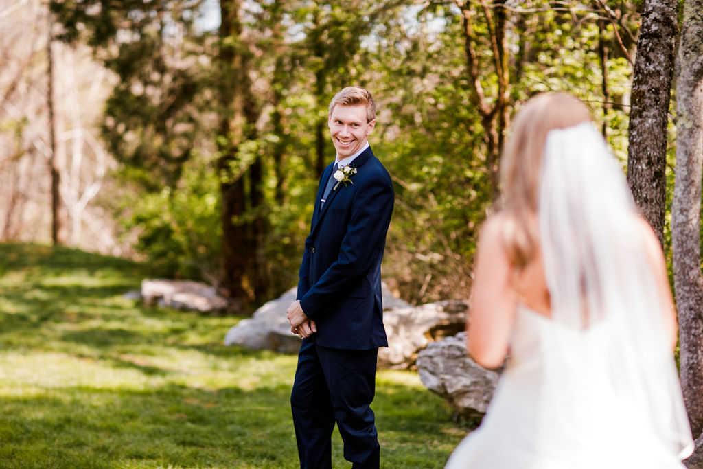Wedding First Look: Beautiful Graystone Quarry Wedding captured by John Myers Photography & Videography
