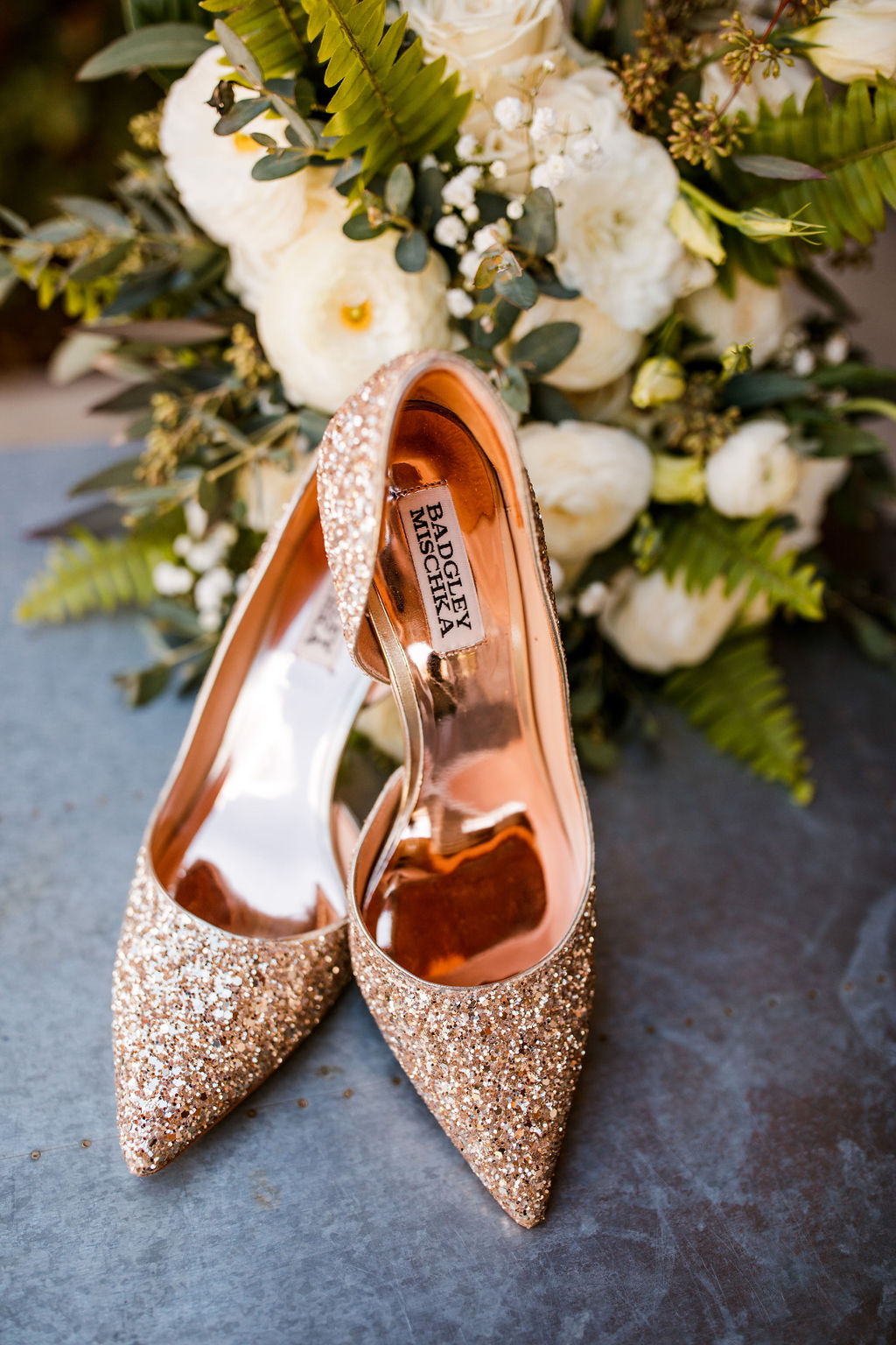 Sparkly Badgley Mischka Wedding Shoes: Beautiful Graystone Quarry Wedding captured by John Myers Photography & Videography