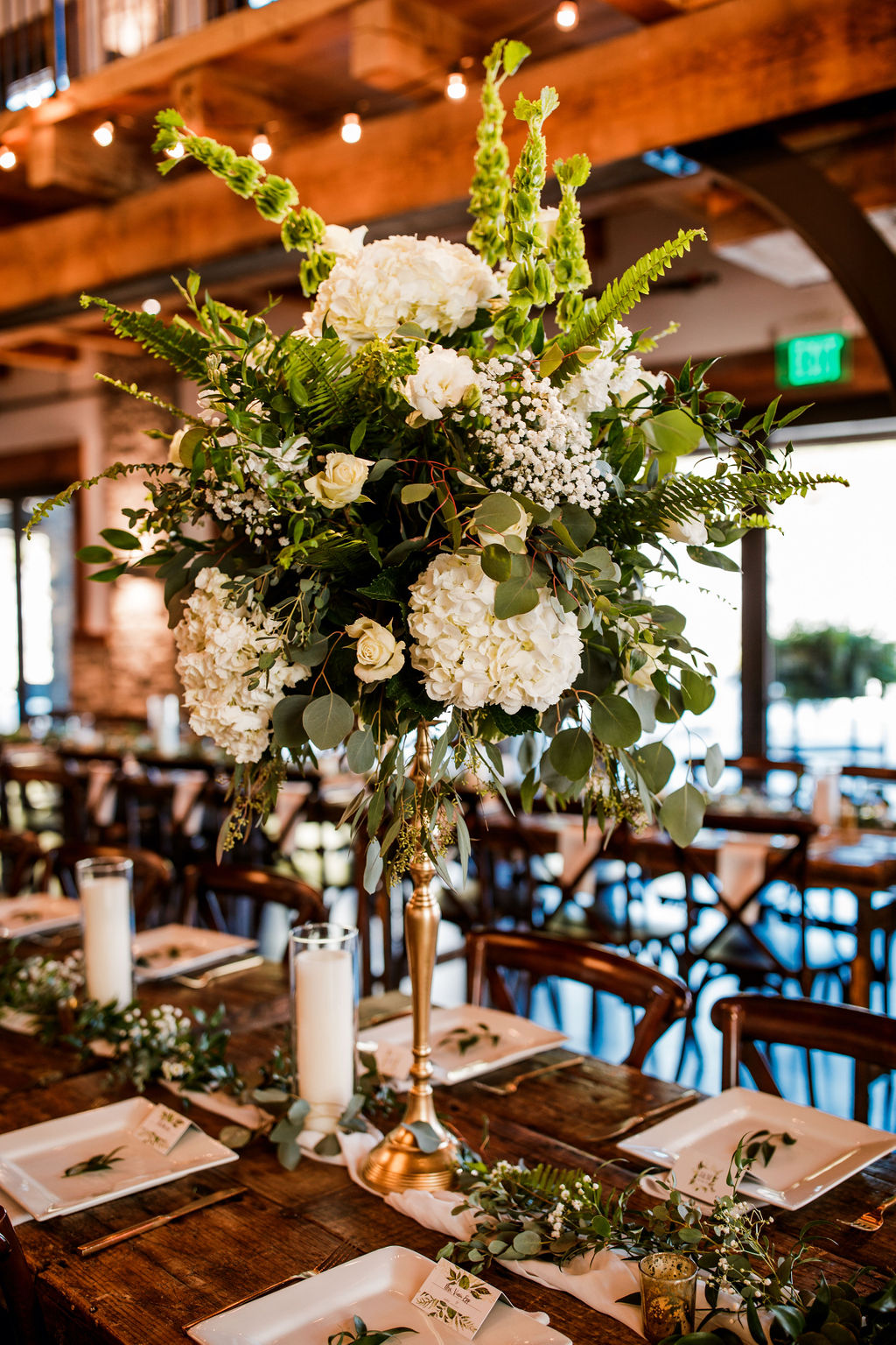 Tall Greenery and White Wedding Centerpieces: Beautiful Graystone Quarry Wedding featured on Nashville Bride Guide!