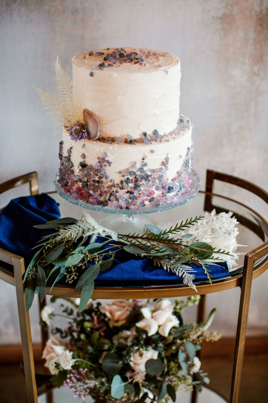 Modern wedding cake display: Moody Spring Styled Shoot and Cedarmont Farm featured on Nashville Bride Guide