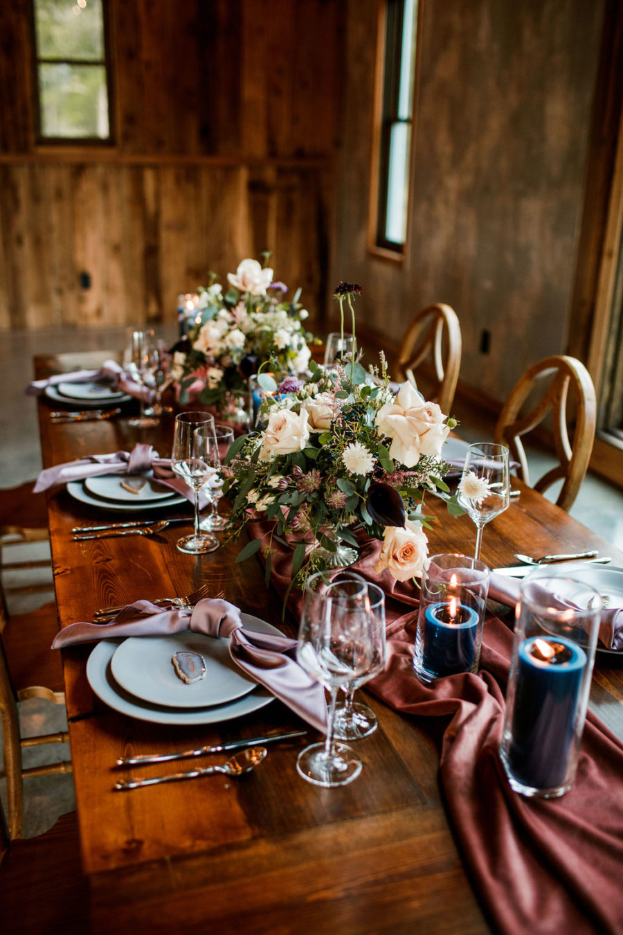 Spring wedding table decor: Moody Spring Styled Shoot and Cedarmont Farm featured on Nashville Bride Guide