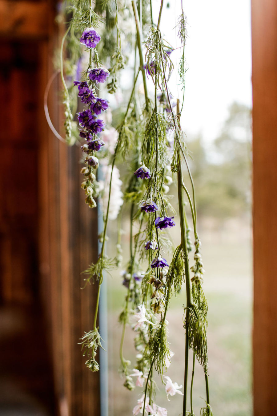 Hanging wedding flower designs; Moody Spring Styled Shoot and Cedarmont Farm featured on Nashville Bride Guide