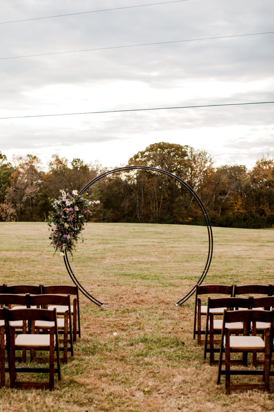 Outdoor wedding ceremony setup: Moody Spring Styled Shoot and Cedarmont Farm featured on Nashville Bride Guide