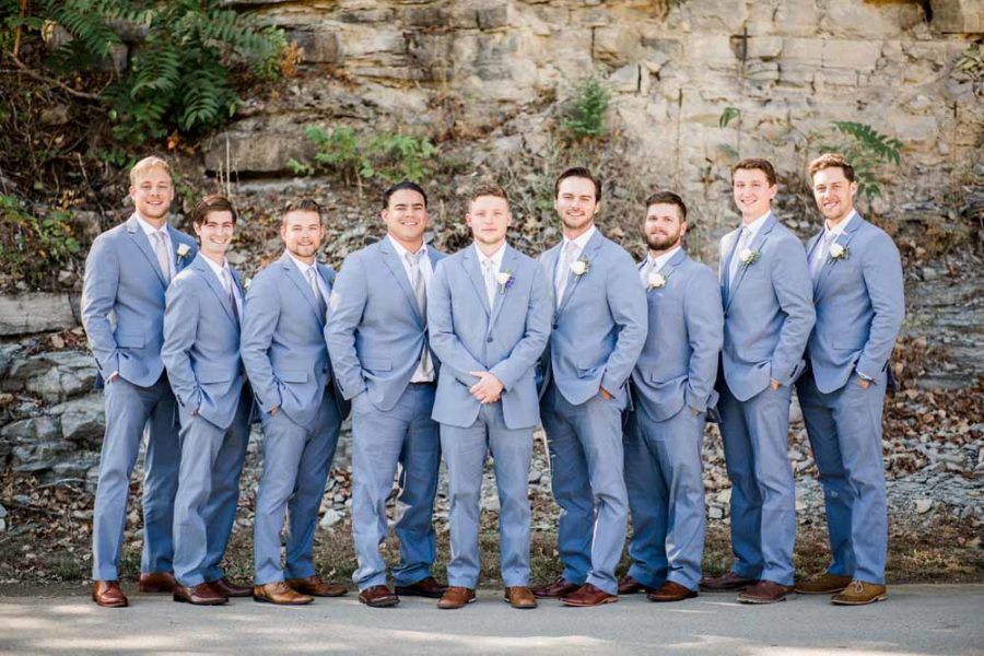 Gray Wedding Suits: Fall Graystone Quarry Wedding featured on Nashville Bride Guide