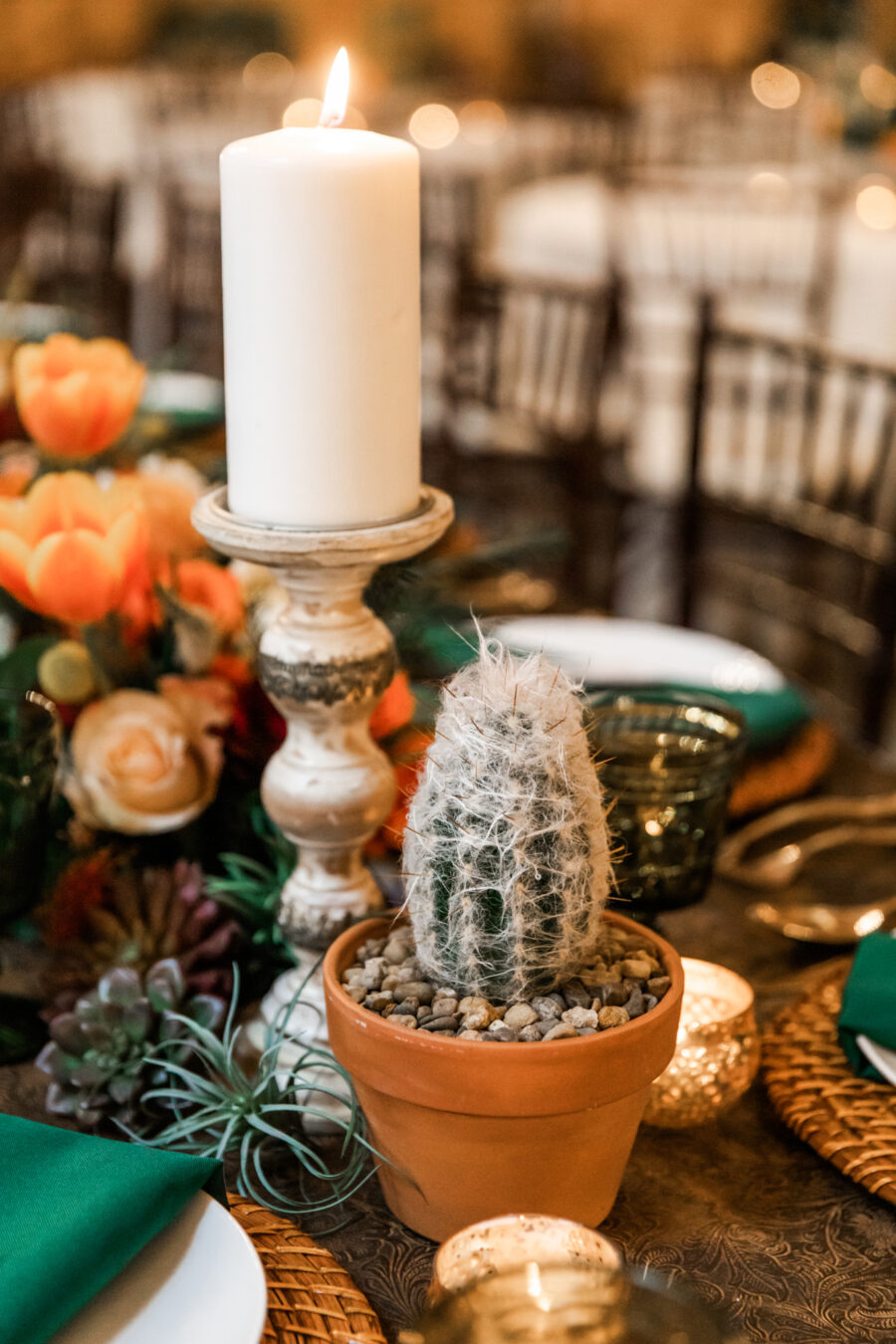 Cactus wedding centerpieces: Western Inspired Wedding by Laurie D'Anne Events featured on Nashville Bride Guide