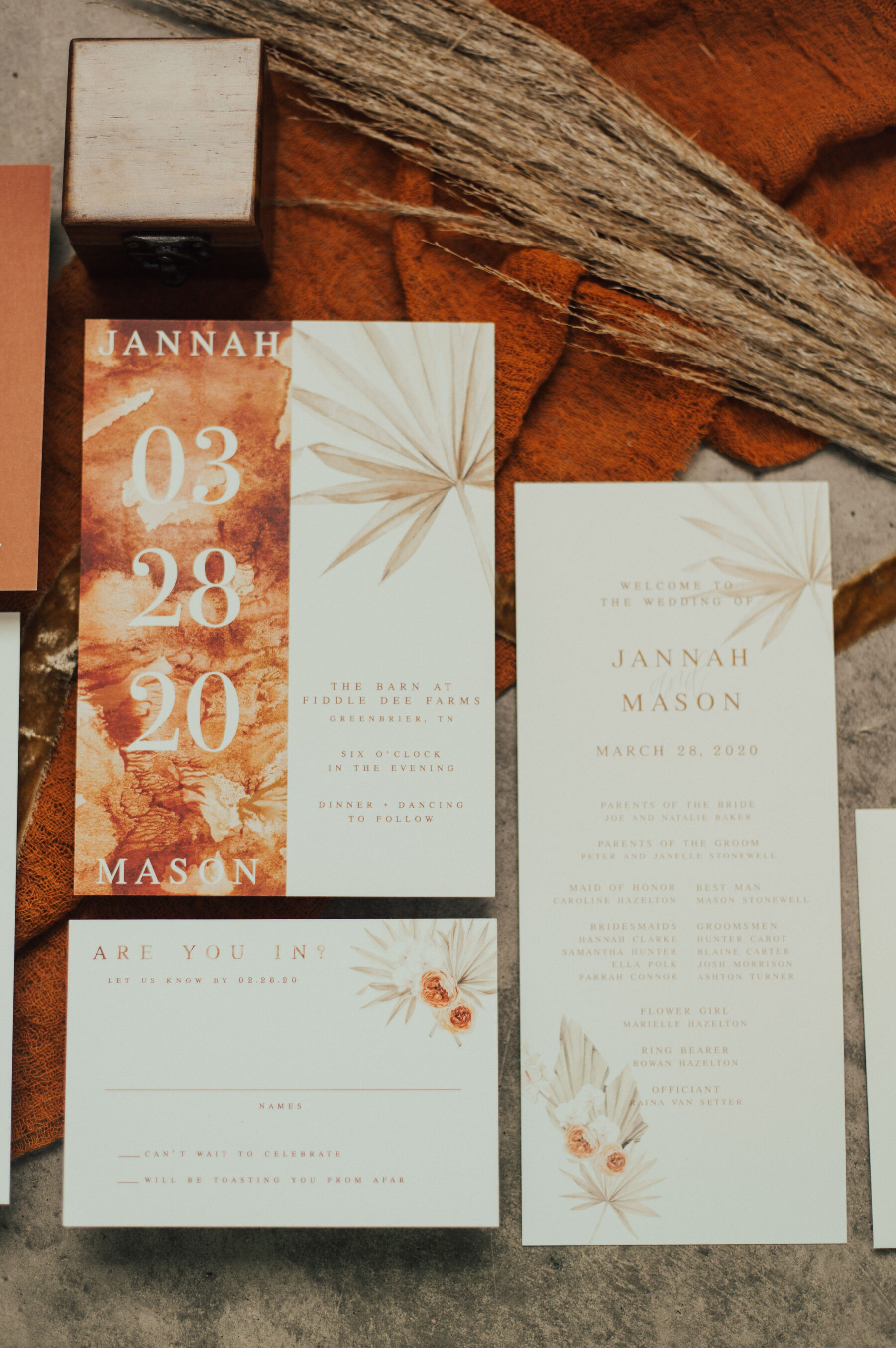 Wedding Invitation Suite: Bright Bohemian Photo Shoot from Ina J Designs