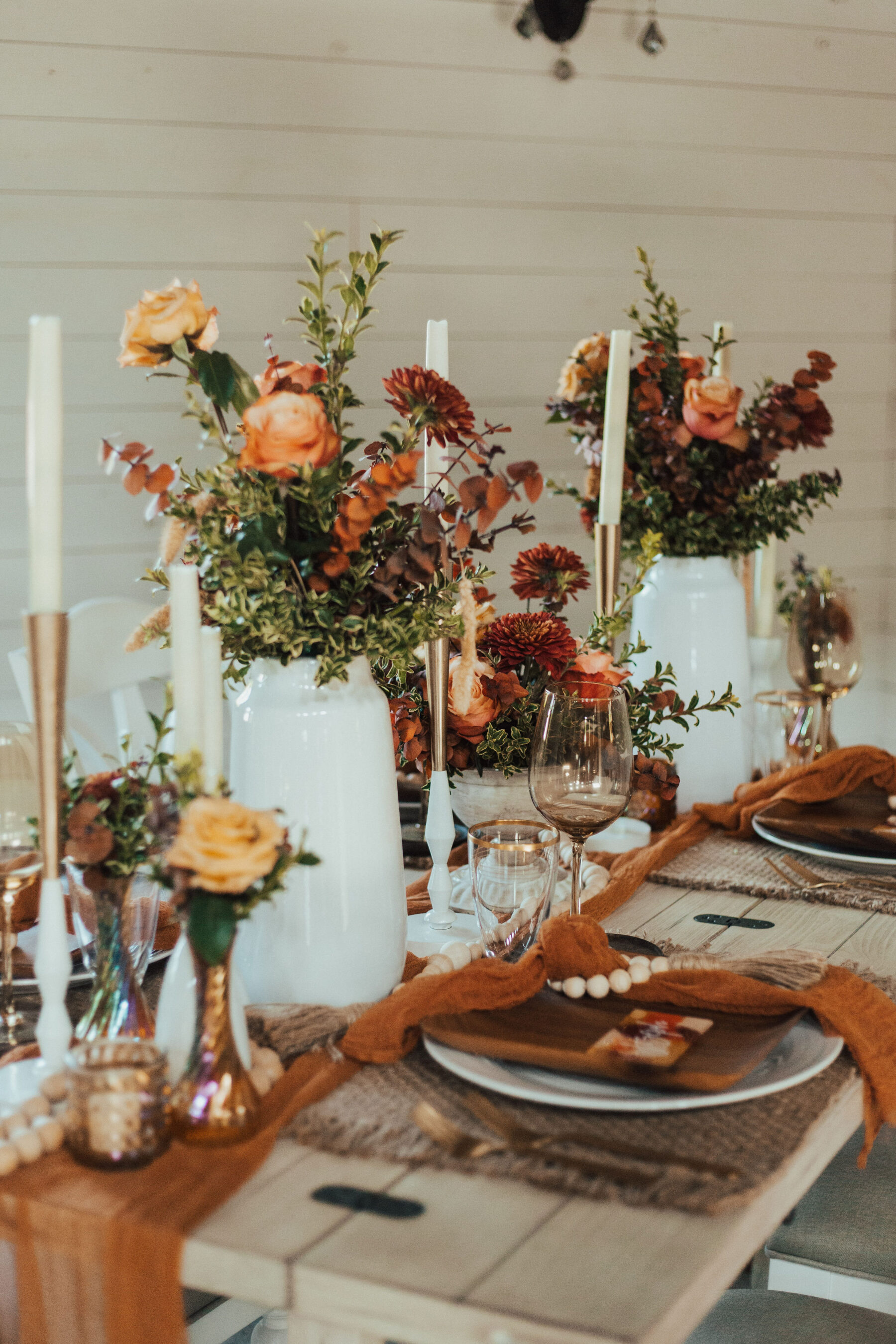 Wedding centerpieces: Bright Bohemian Photo Shoot from Ina J Designs