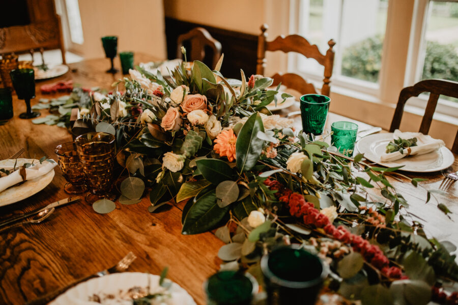 Orange and greenery wedding centerpieces: Stunning Fall Styled Shoot at Promise Manor featured on Nashville Bride Guide