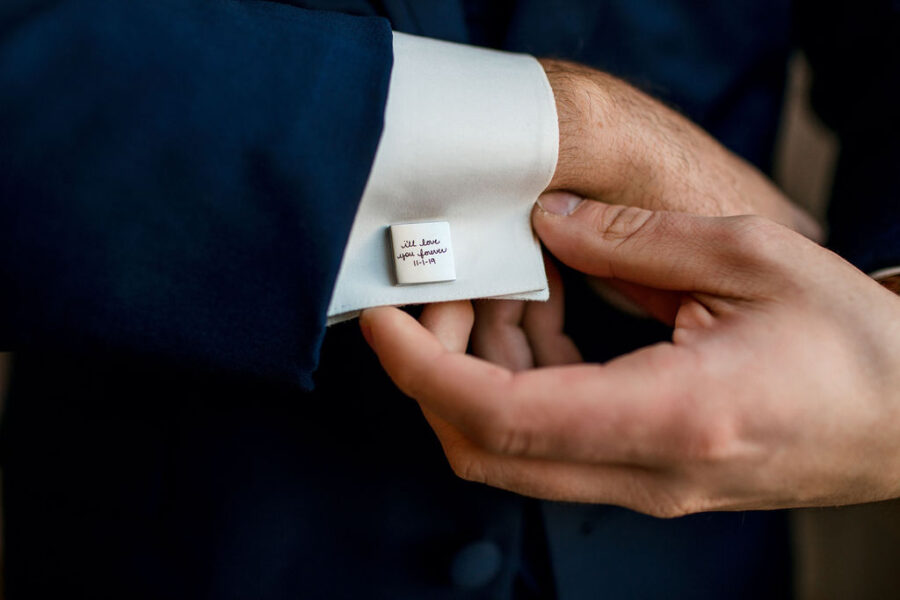 Grooms cufflink details: Intimate Barn Wedding from John Myers Photography