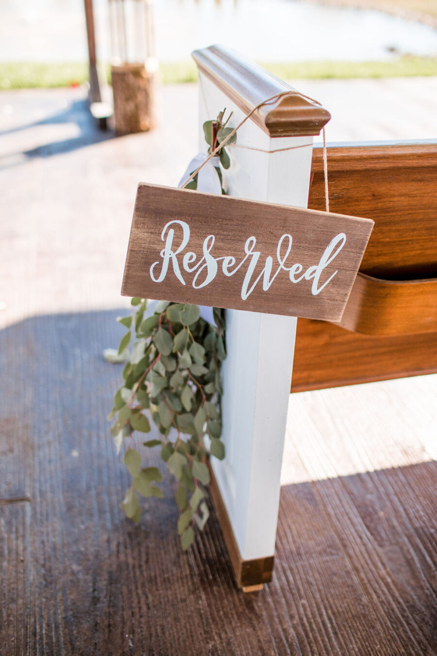 Wood wedding ceremony reserved seating sign: Intimate Barn Wedding from John Myers Photography