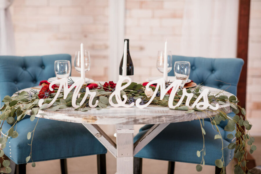 Wedding sweetheart table decor: Intimate Barn Wedding from John Myers Photography