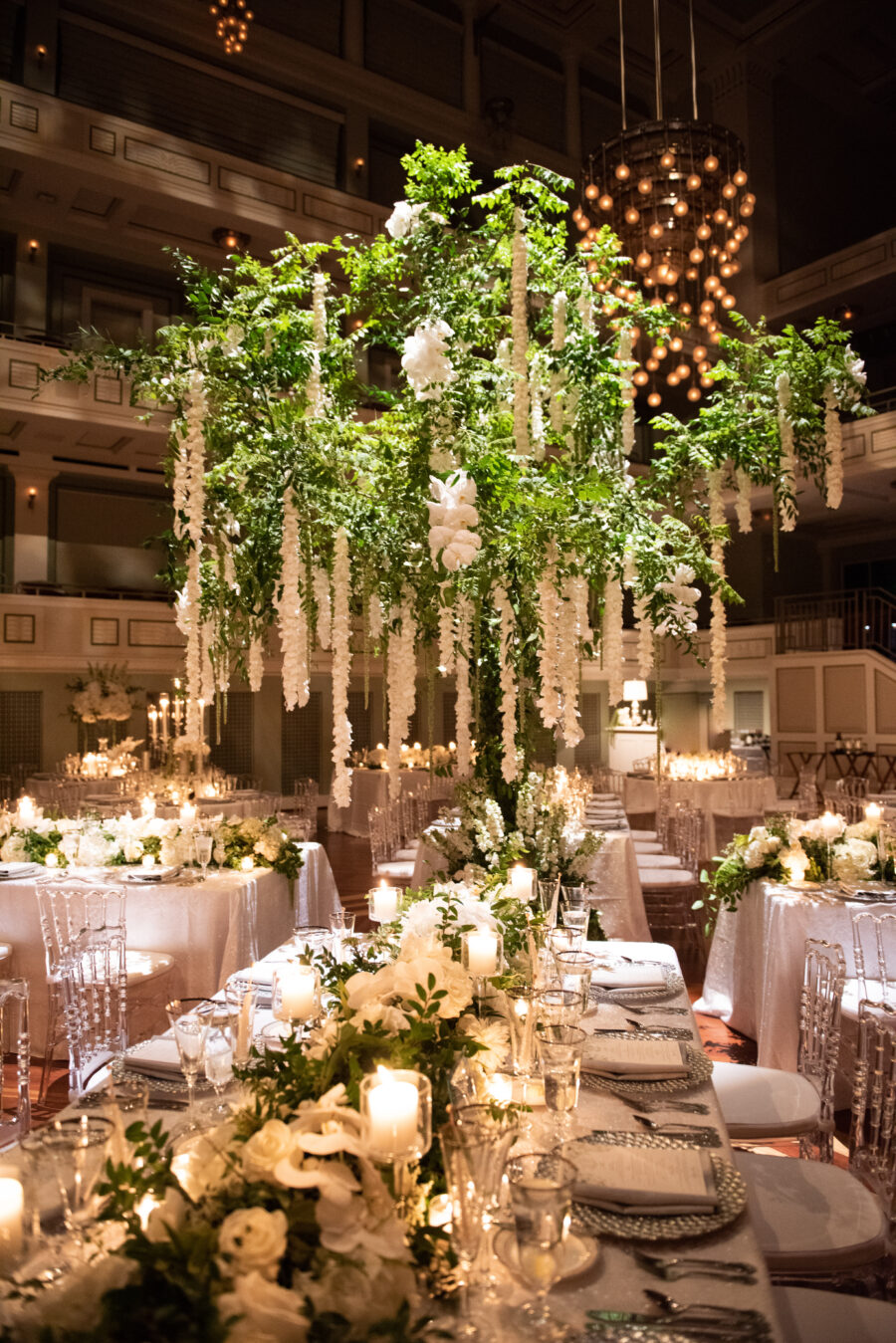 Hanging wedding flowers: Floral Filled Luxurious Wedding by LMA Designs featured on Nashville Bride Guide