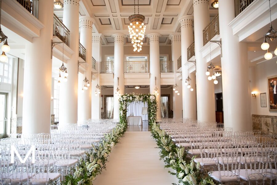Floral lined wedding ceremony decor: Floral Filled Luxurious Wedding by LMA Designs featured on Nashville Bride Guide