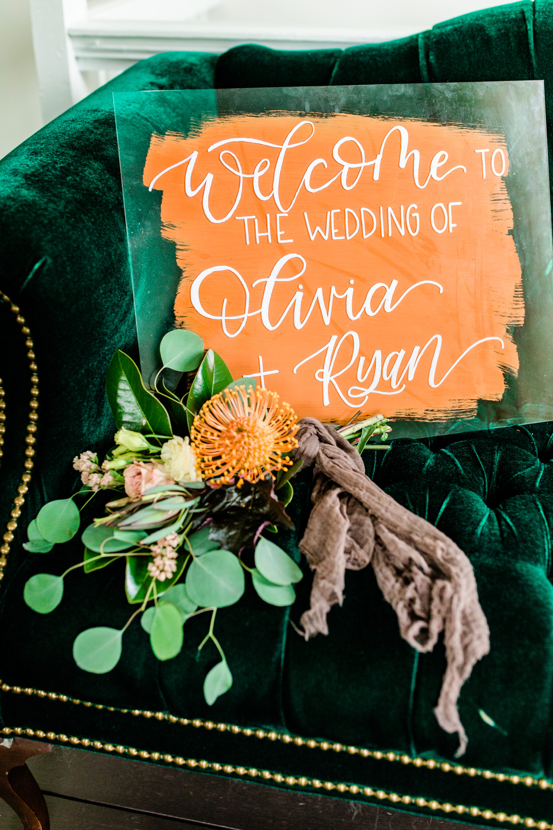 Orange and white wedding sign: Stunning Fall Styled Shoot at Promise Manor featured on Nashville Bride Guide