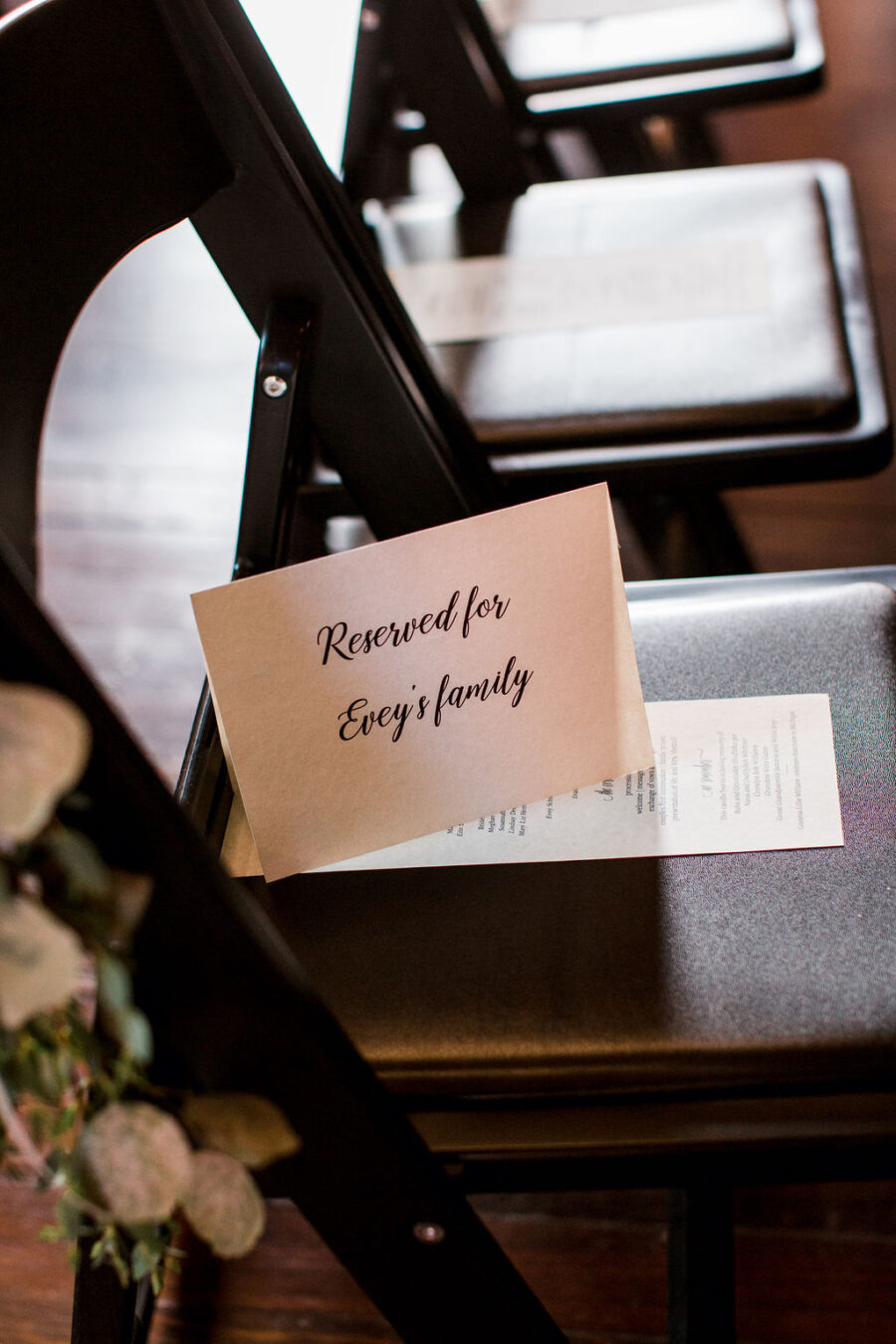 Reserved wedding ceremony seating sign: Burgundy and Navy Wedding at Clementine Hall