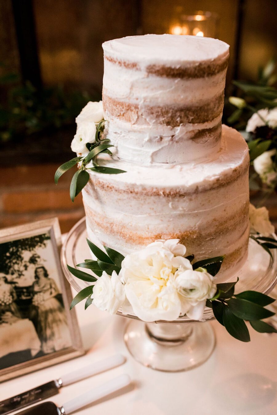 Semi naked wedding cake design: Burgundy and Navy Wedding at Clementine Hall
