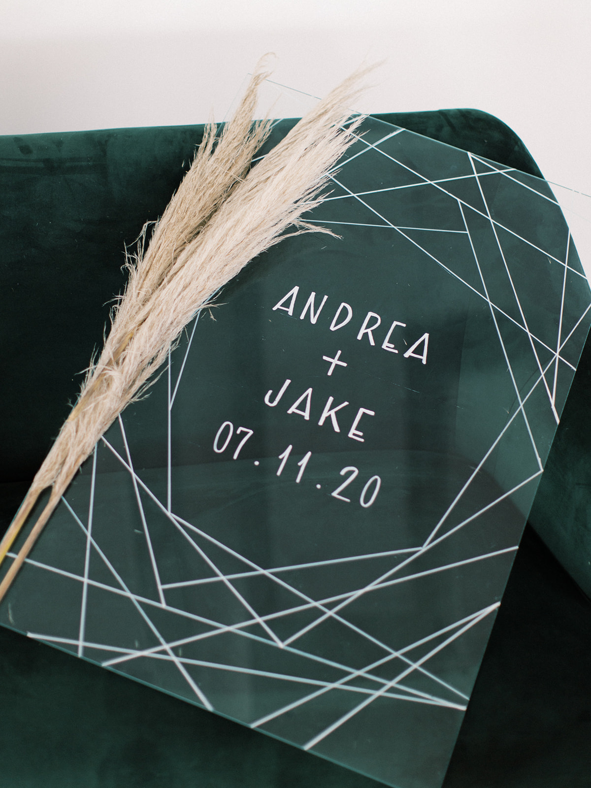 Geometric acrylic wedding sign: Clean & Modern Styled Shoot at 14TENN featured on Nashville Bride Guide