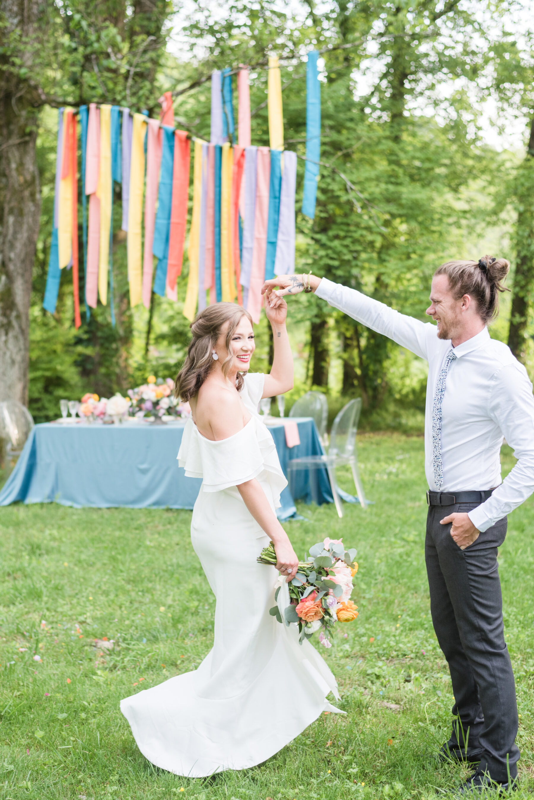 Colorful backyard wedding inspiration