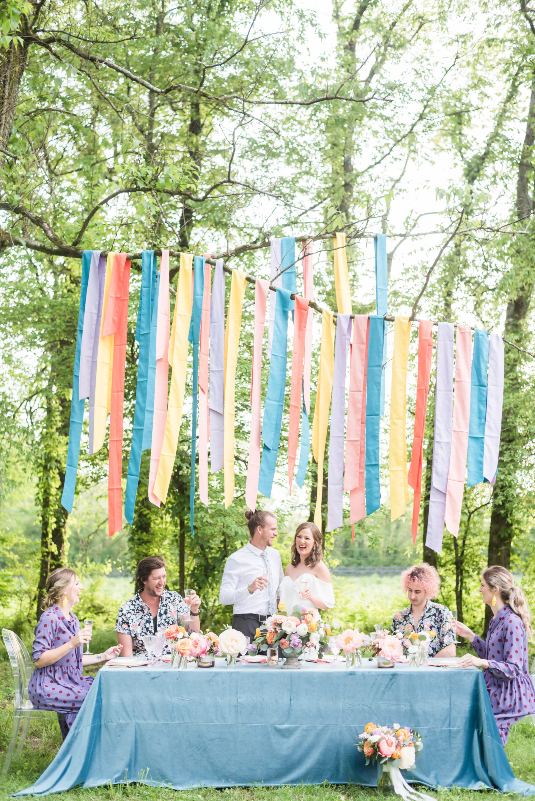 Colorful backyard wedding inspiration